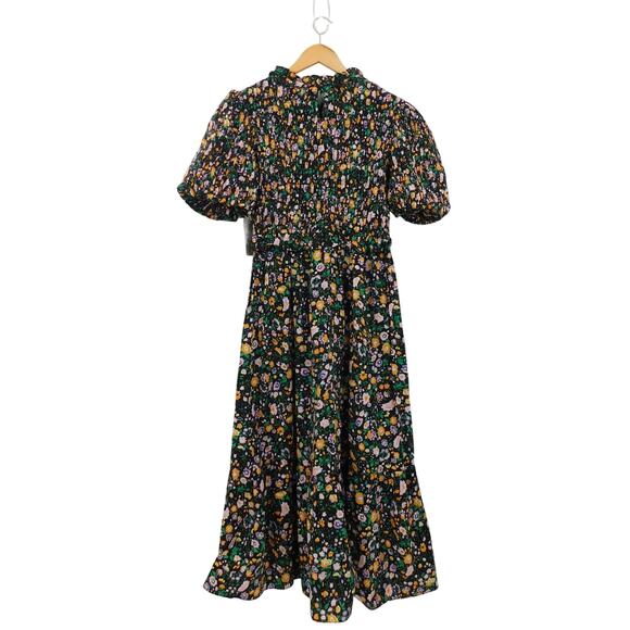 NWT Hyacinth House Black Multi Floral Smocked Samantha Midi Dress Size Small - Picture 2 of 7
